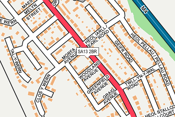 SA13 2BR map - OS OpenMap – Local (Ordnance Survey)