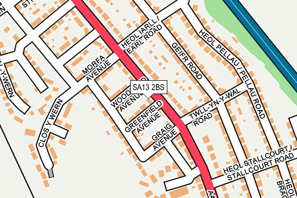 SA13 2BS map - OS OpenMap – Local (Ordnance Survey)