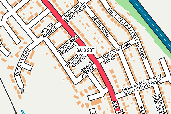 SA13 2BT map - OS OpenMap – Local (Ordnance Survey)