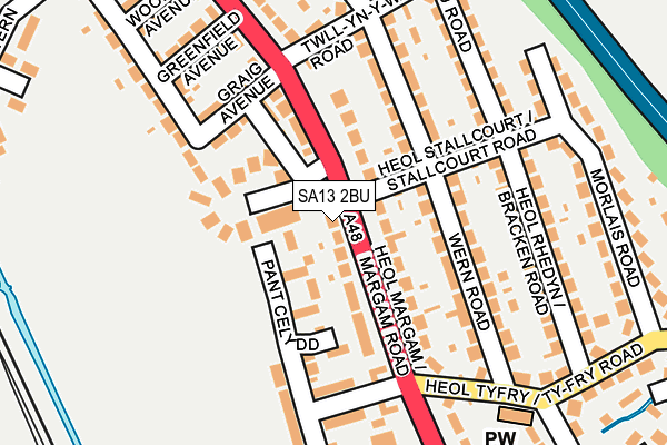 SA13 2BU map - OS OpenMap – Local (Ordnance Survey)