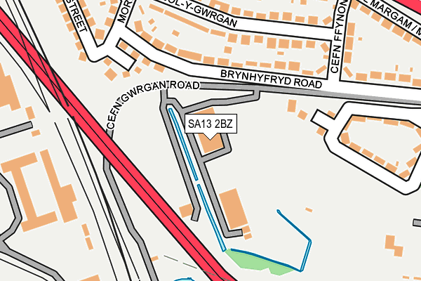 SA13 2BZ map - OS OpenMap – Local (Ordnance Survey)