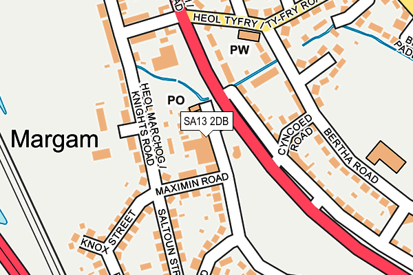 SA13 2DB map - OS OpenMap – Local (Ordnance Survey)