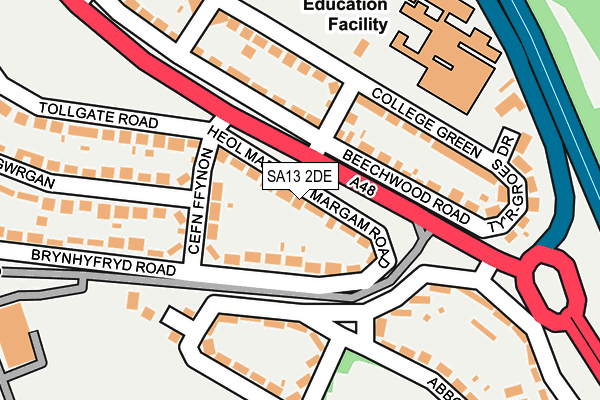 SA13 2DE map - OS OpenMap – Local (Ordnance Survey)