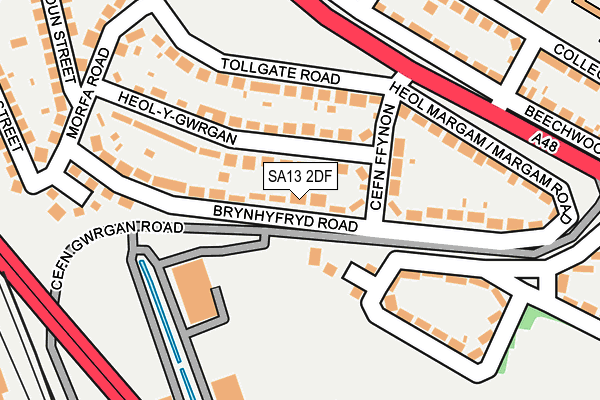 SA13 2DF map - OS OpenMap – Local (Ordnance Survey)
