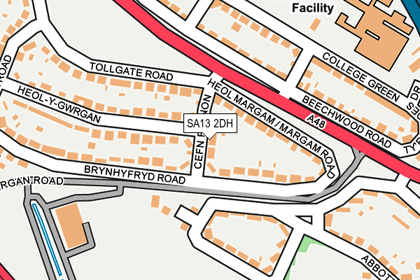 SA13 2DH map - OS OpenMap – Local (Ordnance Survey)