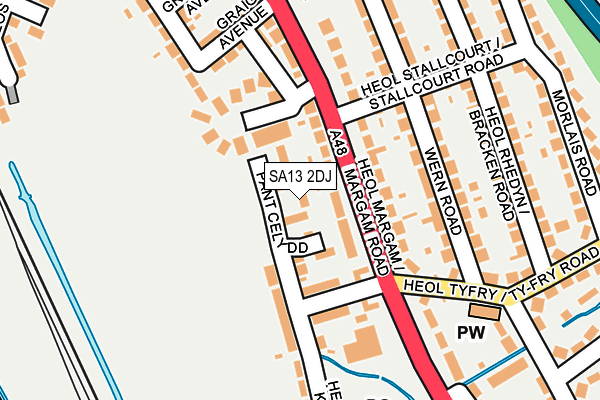 SA13 2DJ map - OS OpenMap – Local (Ordnance Survey)