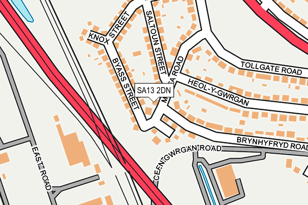 SA13 2DN map - OS OpenMap – Local (Ordnance Survey)