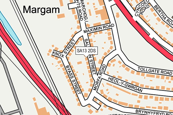 SA13 2DS map - OS OpenMap – Local (Ordnance Survey)