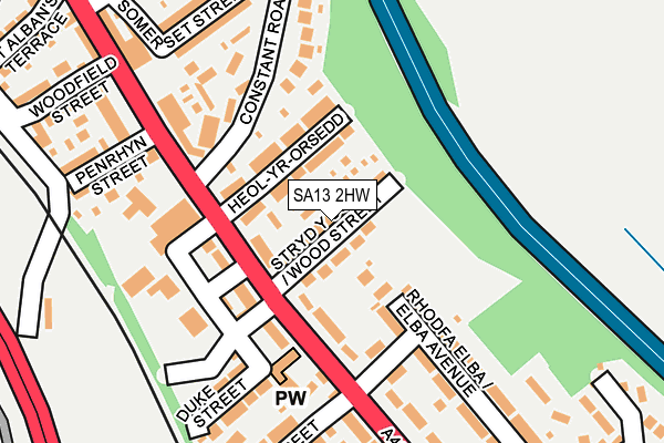 SA13 2HW map - OS OpenMap – Local (Ordnance Survey)