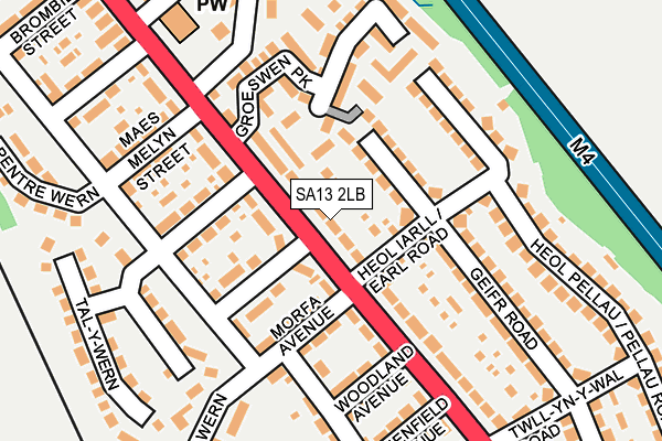 SA13 2LB map - OS OpenMap – Local (Ordnance Survey)