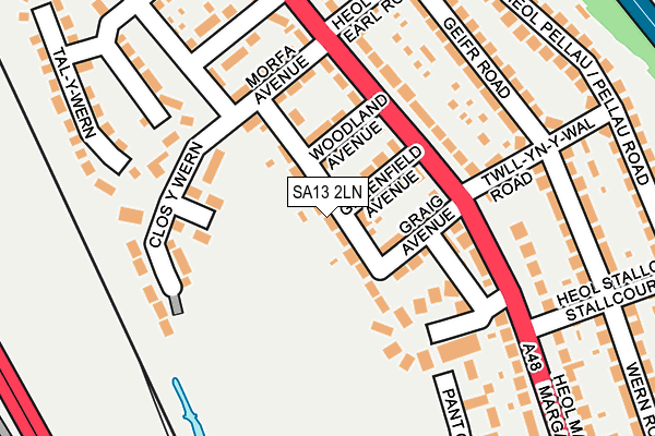 SA13 2LN map - OS OpenMap – Local (Ordnance Survey)