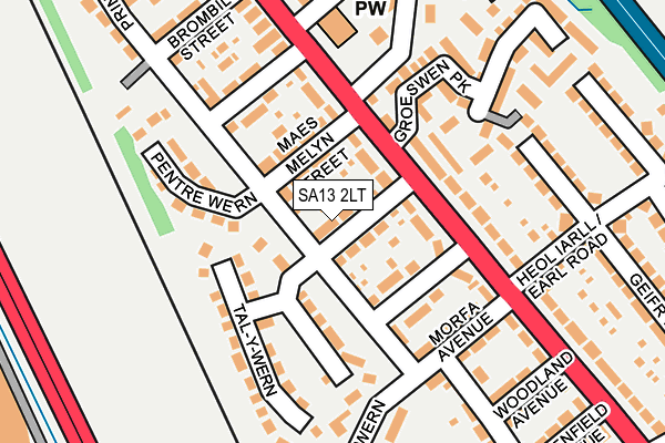 SA13 2LT map - OS OpenMap – Local (Ordnance Survey)