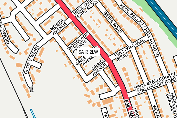 SA13 2LW map - OS OpenMap – Local (Ordnance Survey)