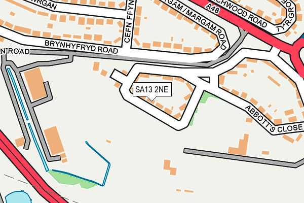 SA13 2NE map - OS OpenMap – Local (Ordnance Survey)