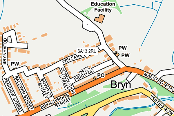 SA13 2RU map - OS OpenMap – Local (Ordnance Survey)