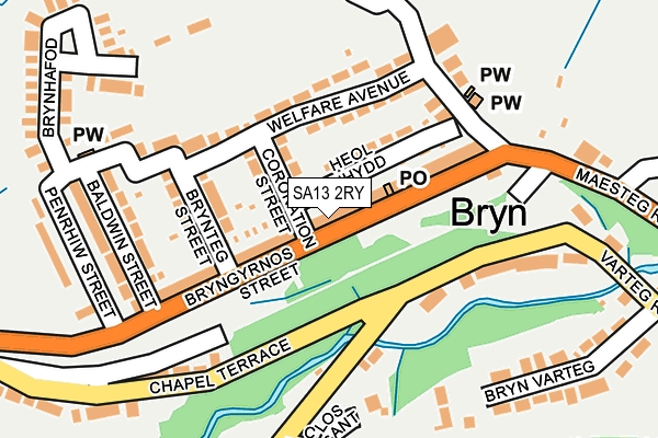 SA13 2RY map - OS OpenMap – Local (Ordnance Survey)