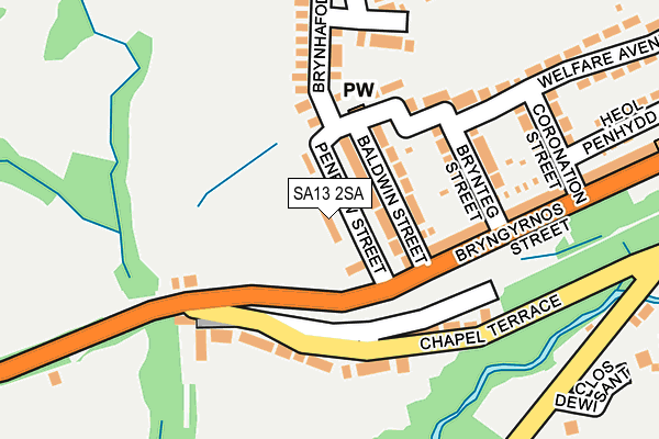 SA13 2SA map - OS OpenMap – Local (Ordnance Survey)