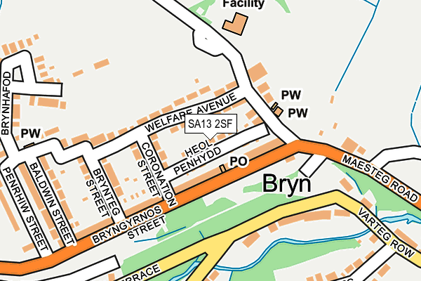 SA13 2SF map - OS OpenMap – Local (Ordnance Survey)