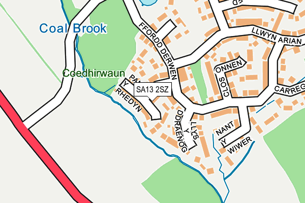 SA13 2SZ map - OS OpenMap – Local (Ordnance Survey)