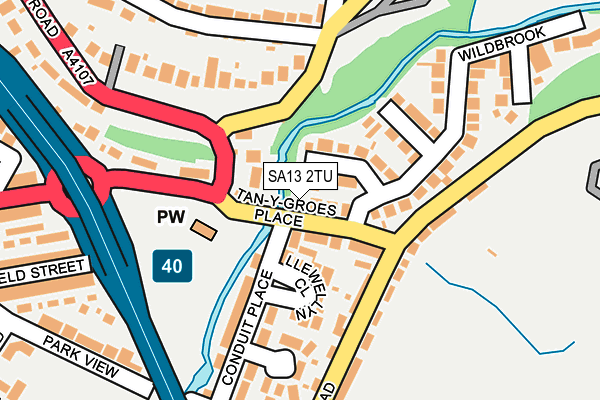 SA13 2TU map - OS OpenMap – Local (Ordnance Survey)