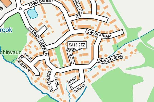 SA13 2TZ map - OS OpenMap – Local (Ordnance Survey)