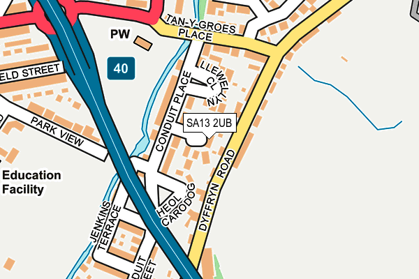 SA13 2UB map - OS OpenMap – Local (Ordnance Survey)