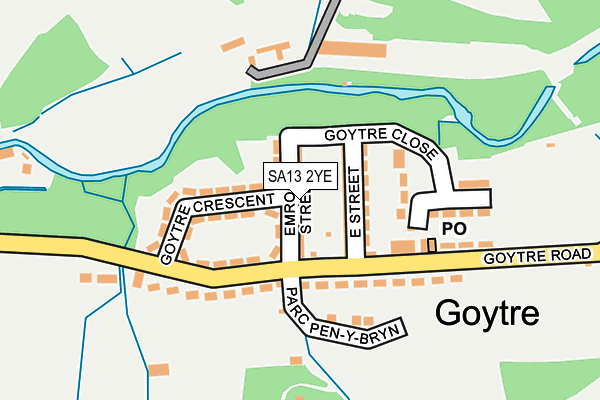 SA13 2YE map - OS OpenMap – Local (Ordnance Survey)