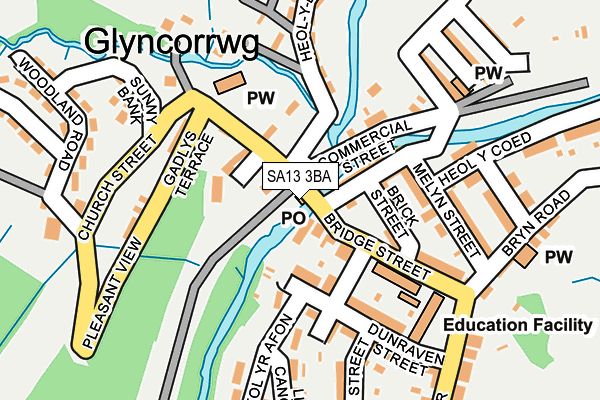 SA13 3BA map - OS OpenMap – Local (Ordnance Survey)