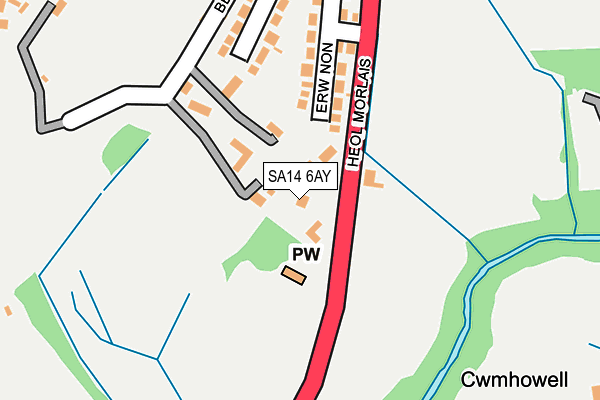 SA14 6AY map - OS OpenMap – Local (Ordnance Survey)