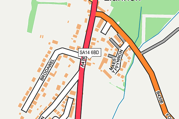 SA14 6BD map - OS OpenMap – Local (Ordnance Survey)