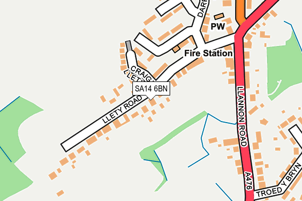 SA14 6BN map - OS OpenMap – Local (Ordnance Survey)
