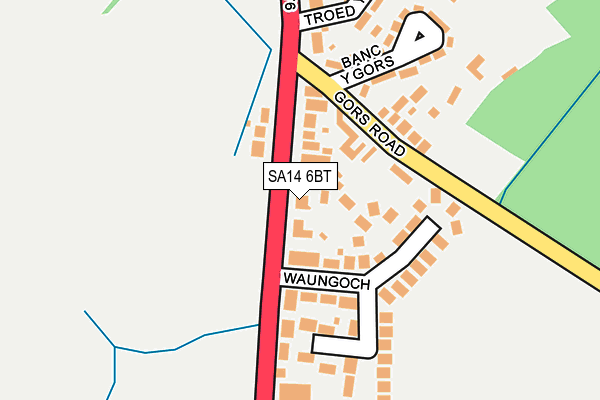 SA14 6BT map - OS OpenMap – Local (Ordnance Survey)