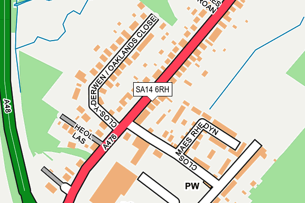 SA14 6RH map - OS OpenMap – Local (Ordnance Survey)