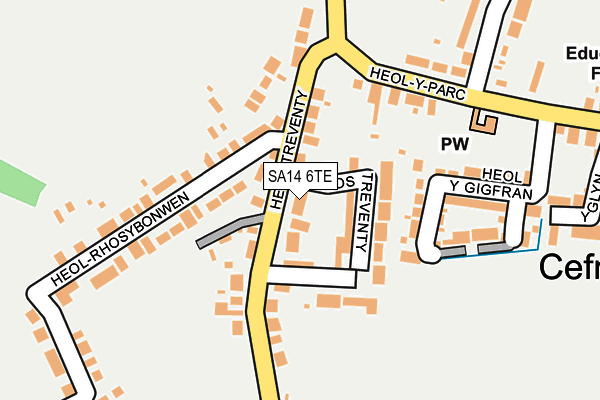 SA14 6TE map - OS OpenMap – Local (Ordnance Survey)