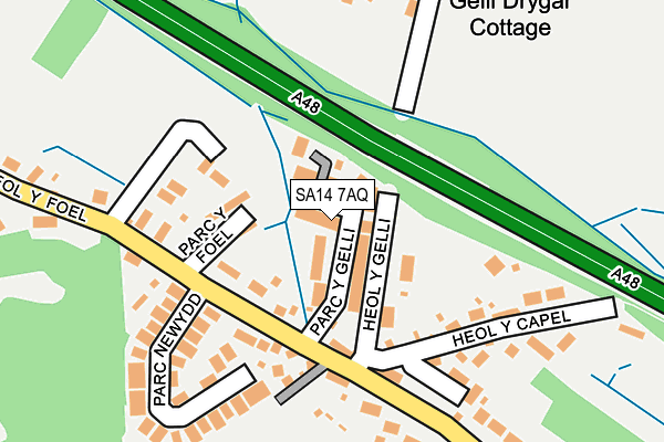 SA14 7AQ map - OS OpenMap – Local (Ordnance Survey)
