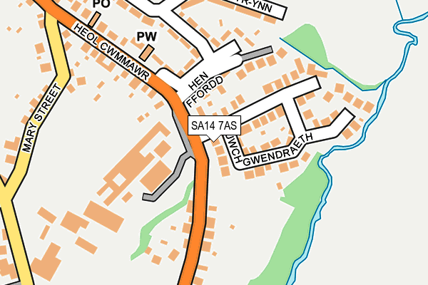 SA14 7AS map - OS OpenMap – Local (Ordnance Survey)