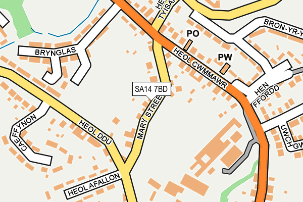 SA14 7BD map - OS OpenMap – Local (Ordnance Survey)