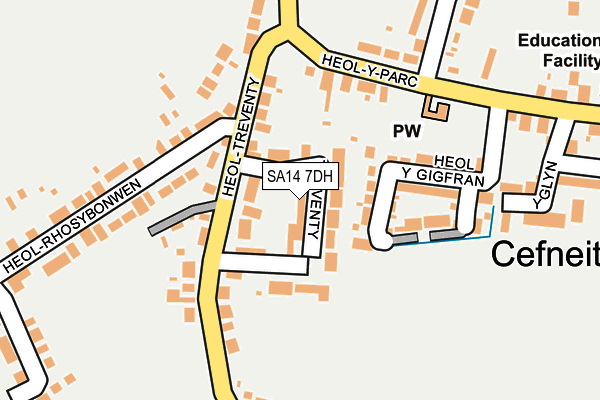 SA14 7DH map - OS OpenMap – Local (Ordnance Survey)