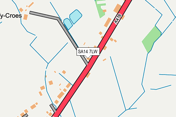 SA14 7LW map - OS OpenMap – Local (Ordnance Survey)