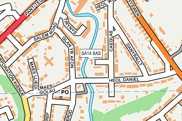 SA14 8AS map - OS OpenMap – Local (Ordnance Survey)