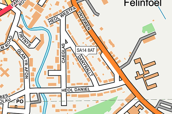 SA14 8AT map - OS OpenMap – Local (Ordnance Survey)