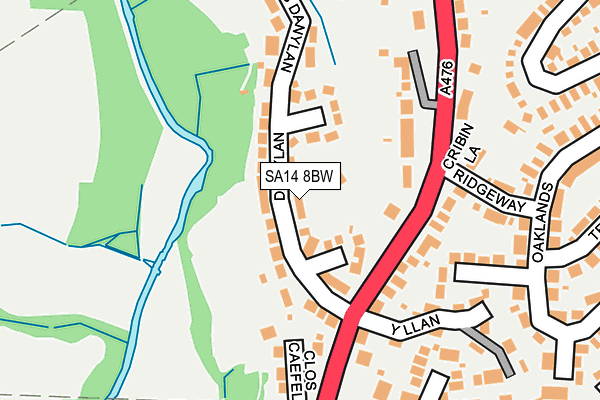 SA14 8BW map - OS OpenMap – Local (Ordnance Survey)