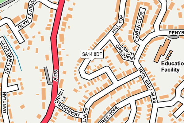 SA14 8DF map - OS OpenMap – Local (Ordnance Survey)