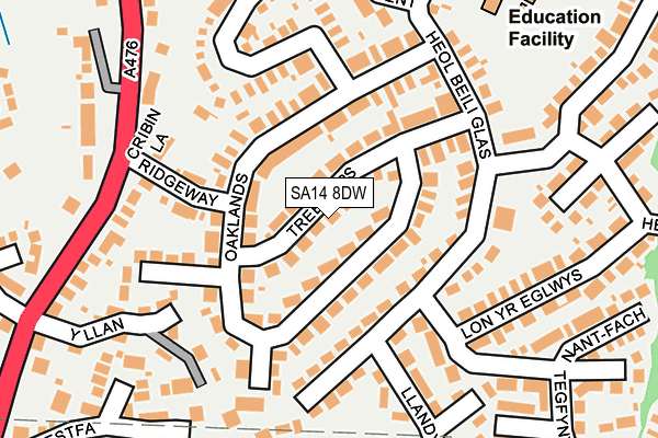 SA14 8DW map - OS OpenMap – Local (Ordnance Survey)