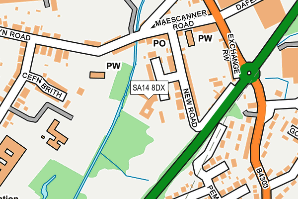 SA14 8DX map - OS OpenMap – Local (Ordnance Survey)