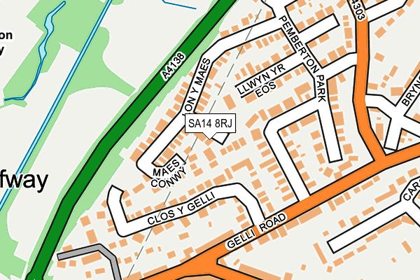 SA14 8RJ map - OS OpenMap – Local (Ordnance Survey)