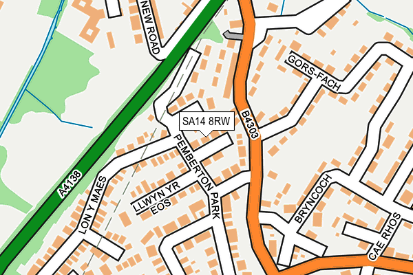 SA14 8RW map - OS OpenMap – Local (Ordnance Survey)