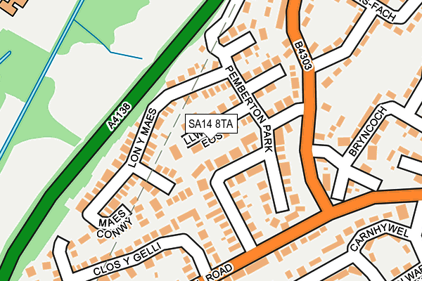 SA14 8TA map - OS OpenMap – Local (Ordnance Survey)