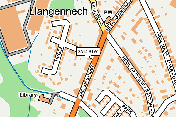 SA14 8TW map - OS OpenMap – Local (Ordnance Survey)