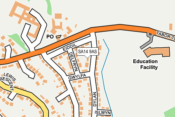 SA14 9AS map - OS OpenMap – Local (Ordnance Survey)